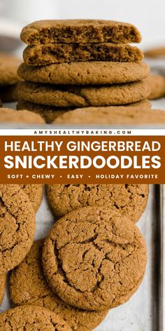 One of the best Christmas cookies ever! Not only are these Healthy Gingerbread Snickerdoodle Cookies soft and chewy with a hint of crispness from their sweet coating, but they're also clean eating with a gluten free option. Save this gingerdoodle recipe and enjoy some easy holiday baking! Flourless Snickerdoodle Cookies, Peanut Free Christmas Cookies, Healthy Gingersnap Cookies, Easy Healthy Gingerbread Cookies, Healthy Christmas Cookies For Toddlers, Whole Food Cookies, Toddler Christmas Cookies Healthy, Christmas Cookies For Babies, Gluten Free Dairy Free Gingerbread Cookies