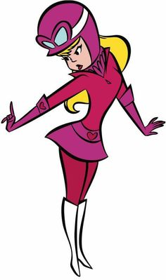 an image of a cartoon character in pink and yellow outfit with her arms outstretched out