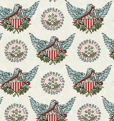 an image of a wallpaper pattern with wings and wreaths on it's sides