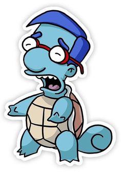 a cartoon turtle with glasses and a cap on