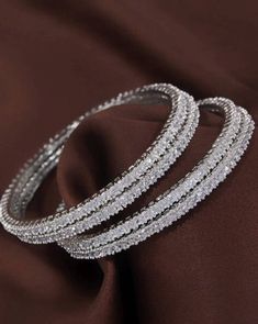 American Diamond Bangles, Diamond Bangles Bracelet Indian, Silver Diamond Bangle, Silver Bangles Design, Ad Bangles, Modern Bangle