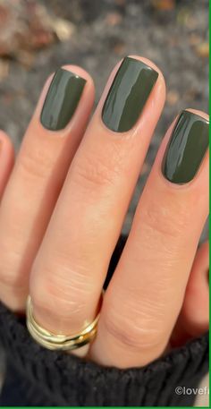 Enhance your autumn look with our elegant Olive Green Fall Nails, inspired by the rich colors of the season. From deep earthy tones to shiny metallic hues, our collection offers versatile options for a chic manicure. Embrace the beauty of nature through your nails and add a touch of sophistication and warmth to your style this fall. Elevate your nail game with our Olive Green Fall Nails today! Chic Autumn Nails, Fall Colors Short Nails, Fall Nails Color Ideas, Chic Nail Colors, Fall Trending Nails, Fall Nail Colors Short Nails, Colored Short Nails, Matte Olive Green Nail Ideas, Fall Nails October