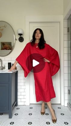 2024 Ootd, Ootd Red, Smart Dressing, Linen Dress Pattern, Red Linen Dress, Linen Style Fashion, Linen Kimono, Kaftan Style