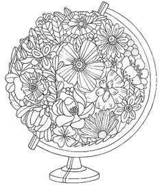 a vase filled with flowers on top of a white background, outlined in black and white