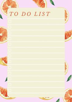 a to do list with lots of oranges around it on a pink background that says to do list