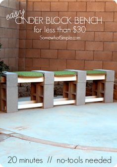 cinder block bench for less than $ 30