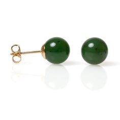 These yellow gold earrings are embellished with green nephrite jade, a stone prized since ancient times that are refreshingly modern today. Green nephrite jade, 10mm. 14-karat yellow gold. Pierced only. Extraordinary Jewelry, Yellow Gold Earrings, Nephrite Jade, Jade Earrings, Jewelry Designers, Signature Jewelry, Jade Jewelry, Yellow Gold Earring, Jade Beads