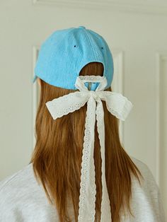 This is a brand that embodies the KITSCH&LOVELY mood with an EASY, COMFY, and CHIC design.- Unique colored ball cap with back point- Round finish punching lace is added- Detachable ribbon for a variety of looks- Daily point item Ribbon Clothes Diy, Aesthetic Hats, Cap Aesthetic, Kitsch Design, Ribbon Fashion, Cap Outfit, Fashion Cap, Unique Hats, Cap Style