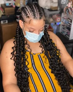 Bohemian Feed In Braids Cornrows, Stitch Braids Curly Ends, Straight Up With Curls, Feed In Goddess Braids Cornrows, Cornrows With Curls At The End, Conrows Lines And Braids With Curls, Straight Back With Curls, Curly Cornrows Braids, Feed In Braids With Curly Hair