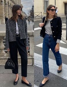 French Jacket Outfit, Parisian Style Work Outfit, French Spring Outfits Parisian Chic, Winter Blazer Outfits For Women Classy, French Outfit Style Classy Chic, Tweed Jacket Outfit Formal, Gray Tweed Blazer Outfit, Paris Outfits 2024, November Outfits 2023