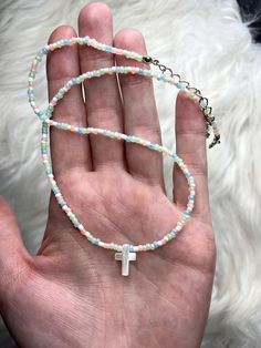 This beaded pearl cross necklace is so cute! Perfect way to give God the glory and show the love of Jesus <3 Such pretty pastel Springy colors! *Super Cute, Fun and Colorful Handmade Beaded Gold Cross Necklace *If you would like a few colors changed out, let me know in the personalization box *Stainless Steel Hardware (extender chains, lobster clasp, jump rings, chain drops) *Bring Glory To God wearing this or give as a gift <3 All My Items Are Prayed Over and Made With Love :) Pearl Cross Necklace, Woman Jewelry, Proverbs 31 Woman, Beaded Cross, Gold Cross Necklace, Christian Jewelry, Proverbs 31, Gold Cross, Cross Pendant Necklace