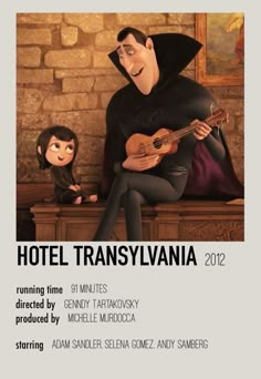 hotel transsylania 2012 movie poster with an animated character playing the ukulele