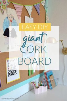 a bulletin board with the words easy diy giant cork board