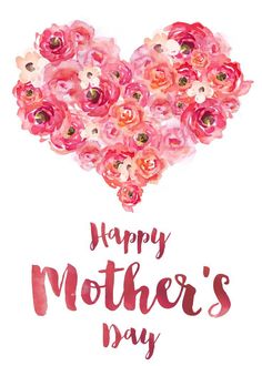 a mothers day card with flowers in the shape of a heart