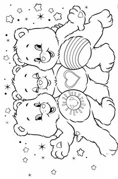 three teddy bears with the number 3 on their chest and stars in the sky behind them