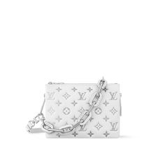 LOUIS VUITTON® - Coussin Bb - Blanc Silver Couples Trip, Apres Ski Party, Louis Vuitton Sac, Micro Bags, Louis Vuitton Official Website, Silver Bags, Trunk Bag, Monogram Pattern, Louis Vuitton Official