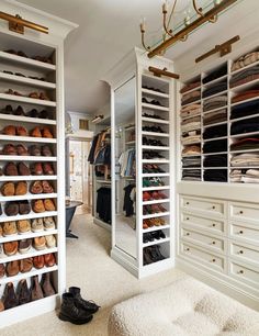 the closet is full of shoes and other items