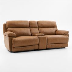 the reclining sofa has two seats on it