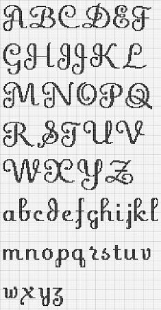 a cross stitch pattern with the letters and numbers in black on a white grid paper