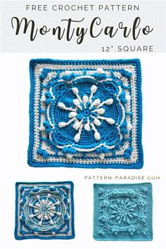 the free crochet pattern for this square has been made in two different colors