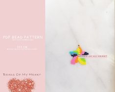 a cross stitch pattern with the words beads of my heart written in pink and yellow