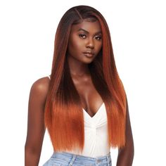 Katya by Outre is a sleek, long straight 13x6 Lace Frontal wig designed for an effortlessly chic look. This wig requires no plucking and features baby hairs for a natural finish. It includes an adjustable wide elastic band and a back comb for a secure, comfortable fit, making it easy to wear all day. With ear-to-ear lace frontal coverage and heat styling friendly fibers, Katya lets you switch up your style while maintaining a flawless, natural look. Perfect for those who love versatility and sim 13x6 Lace Frontal Wig, Perfect Hairline, Mens Hair Care, Halo Hair Extensions, Halo Hair, Baby Hairs, 360 Lace Wig, Half Wigs, Tape In Hair Extensions