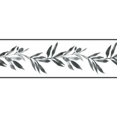 a black and white photo of leaves on a wallpaper border with the words,