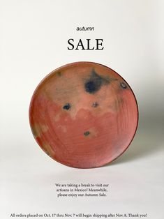 an advertisement for autumn sale with red and black dishes on white background, text reads autumn sale we are asking thanks to visit our store