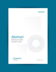 an abstract brochure template with circles and dots on the front, blue background