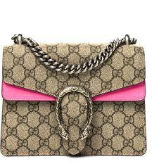 Authentic Gucci Gg Supreme Monogram Mini Shoulder/Crossbody In Bright Pink Suede. Rare Crafted W Traditional Monogram Supreme Canvas W Accent Panels And Aged Silver Chain Strap. The Flap Features A Textured Horseshoe With Tiger Heads At Each End. Opens To Pink Suede And Canvas Monogram. Additional Front Flap Pocket. Comes With Dust Bag And Box. See Pics. No Returns After Authentication. Tiger Head, Pink Suede, Flap Pocket, Chain Strap, Bright Pink, Gucci Bag, Pink Color, Silver Chain, Dust Bag