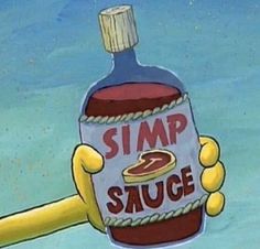 a cartoon character holding a bottle of sauce