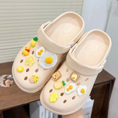 Set of 13 Multicolored Eggs  Charms Add a pop of color and fun to your Crocs with this adorable set of 13 resin charms! Perfect for personalizing your shoes and giving them a playful, unique twist. 🌸 What's Included: 1 Large Egg 3 Small Eggs 1 Bread Egg 2 Pineapples 1 Duck 1 Star 1 Ice Cream 1 Smile Bread 1 Chocolate Bead 1 Yellow Cloud 📏 Size Range: Each charm ranges in size from 14.4mm to 42.5mm, making them the perfect fit for Croc-style shoes and other similar footwear. ❤️ Need Help? I'm dedicated to making sure you absolutely love your new charms! If you have any questions or run into any issues, feel free to message me. I typically respond within an hour. 👐 Handling & Care: To ensure your charms last, insert them at a 45-degree angle and gently remove by pushing the tab from the i Winter Kawaii, Croc Style, Yellow Cloud, Star Shoe, Kawaii Christmas, Rose Shoes, New Charmed, Home Supplies, Star Shoes