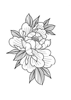 a black and white drawing of a flower