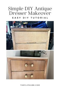 an old dresser is turned into a diy makeover