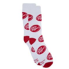 Show Size: Unisex One Size Fits Most Color: Red & White Content: 97% Polyester & 3% Spandex UPC: 740107074947 Quantity: 1 Pair Care: Machine Wash, Warm Do Not Bleach Tumble Dry Low Do Not Iron Strut your stuff when you wear your favorite brand of soda! Dr. Pepper Crew Socks feature the red Dr. Pepper logo against a white background. Their soft material will keep your toes nice and comfortable. Crack open a can of soda and lounge around the house wearing these fun socks! Dr Pepper Socks, Sporty Red Cotton Socks, Trendy Red Cotton Socks, Fitted Red Cotton Socks, Dr Pepper Stuff, Dr Pepper Cup, Dr Pepper Logo, Doctor Pepper, Sock Store