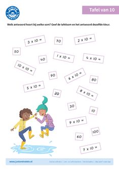 the worksheet shows two children playing with numbers