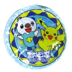 a blue and yellow pokemon plate with two pikachu characters on the front side