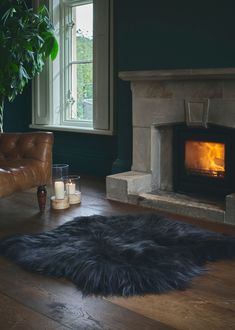 a living room filled with furniture and a fire place next to a window on top of a hard wood floor