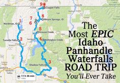 the most epic idaho panhandie waterfalls road trip you'll ever take map