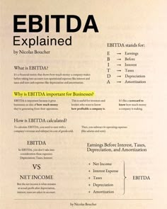 an advertisement for ebitda explaining the company's business