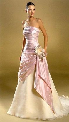 Pink Satin Dress For Wedding, Pink Ball Gowns Princesses, Big Pink Dress, Pink Ballgown Dress, A Line Princess Dress, Big Flower Dress, Layered Gown, Double Layer Dress, Runway Fashion Couture