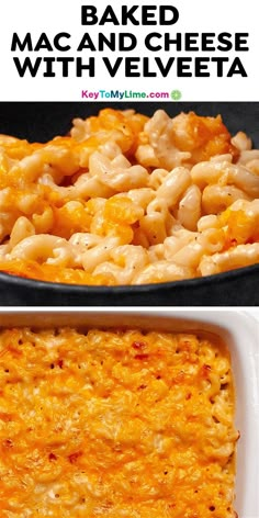 baked macaroni and cheese with velveeta in a casserole dish