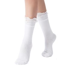 Elevate your sock style with our Sophia Layered Lettuce Edge Crew Socks! Made from a blend of organic cotton and spandex for optimal comfort and stretch, these crew-length socks boast a fearless and whimsical layered lettuce ruffle detail. Embrace the excitement of the unexpected and venture beyond your limits with these bold socks. Contents + Care Breathable Material: Blend of 85% cotton, 15% Nylon for a form-fitting stretch that fits your feet like a glove. White colorway Pattern: Solid Import Layered Socks, Bold Socks, Sock Style, Fabric Conditioner, Crew Sock, Womens Casual, The Unexpected, White Sock, Fashion Socks