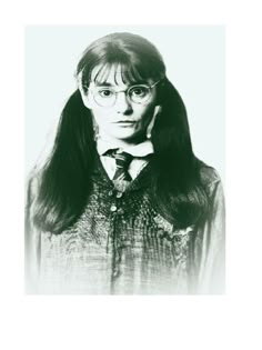 a black and white photo of a woman in glasses with long hair wearing a tie