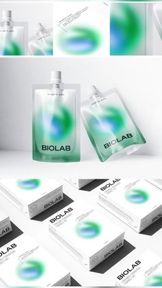 the packaging design for bio lab is shown in green and white