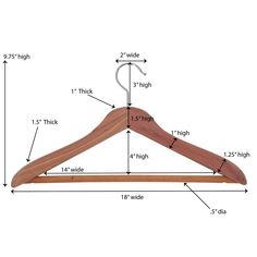 a wooden hanger with measurements and measurements