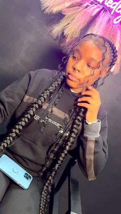 2 Braids With Weave And Curls, Quick Weave Hairstyles Braiding Hair, Cornrow Hairstyles Two Braids, Jumbo Braids Pigtails, 2 Braids With Boho Curls, Braided Hairstyles 6 Braids, Hairstyles For Two Braids, Two Indian Braids Black Hair, Braided Ponytail Two Braids