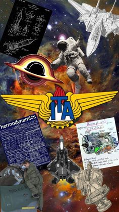 an advertisement for the international space station, with images of astronauts and spacecrafts on it