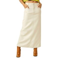 Free People brand offers bohemian luxury apparel and accessories for a free spirited fashion lifestyle. Manufacturer: Free People Size Origin: US Style Type: Maxi Skirt Collection: Free People Closure: Material: 100% Viscose Coated in Polyurethane Fabric Type: Faux Leather Sku: BH5907669 Size: 6.  Color: Off-White.  Gender: female.  Age Group: adult. Leather Maxi Skirt, Faux Leather Midi Skirt, City Slickers, People Brand, Leather Midi Skirt, Free People Skirt, Spring Skirts, Long Maxi Skirts, Women Maxi