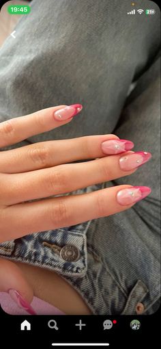 Different Print Nails, Nail Inspo 2024 Pink, Cool Girl Nails Aesthetic, Pink Baddie Nail Ideas, Summer Nail Inspo Oval, Nail Rhinestone Design Ideas Simple, First Date Nails, Sorority Rush Nails, Fun Red Nail Designs